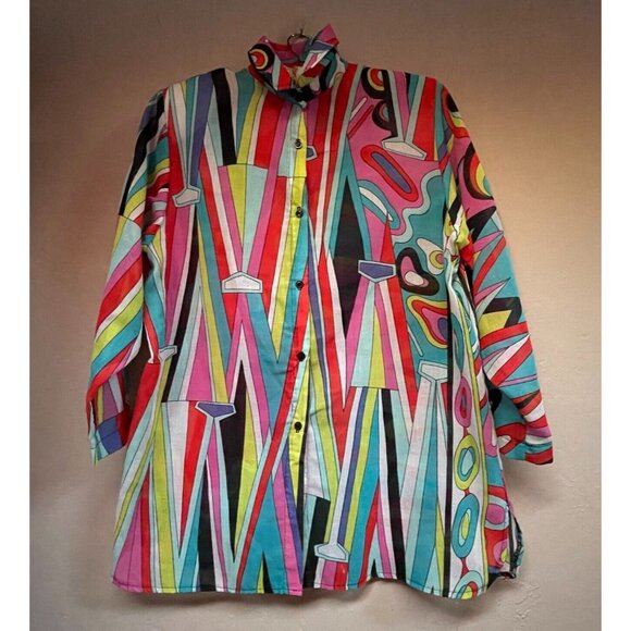 Vintage Joyce Sportswear Union Made Women's Small Colorful Abstract Shirt Jacket